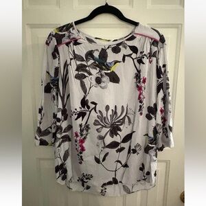 Joules Black and Pink Floral Women's Blouse